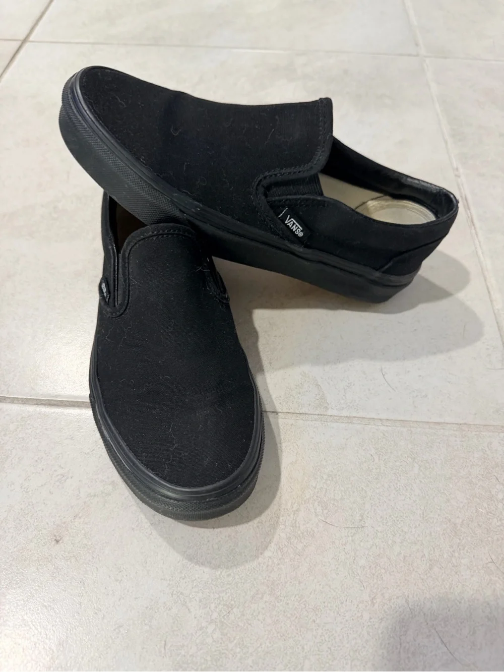 Vans Black Slip-On Canvas Loafers for Women